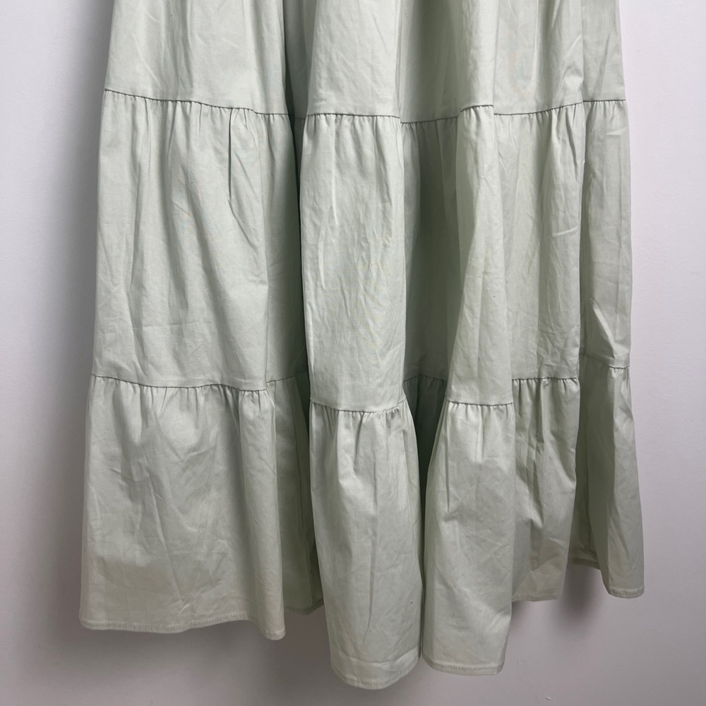 WeWoreWhat‎ Small Cotton Poplin Sage Green Puff Sleeve Smocked Midi Dress - Picture 8 of 11